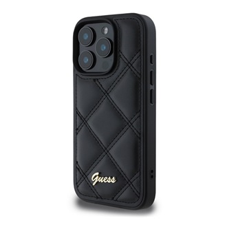 iPhone 16 Pro Max GUESS PU LEATHER QUILTED szilikon telefonvédő ütésállóság, rombusz, FEKETE