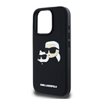 iPhone 16 Pro Max KARL LAGERFELD 3D RUBBER DOUBLE HEADS szilikon telefonvédő ütésállóság, 3D, FEKETE