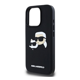 iPhone 16 Pro Max KARL LAGERFELD 3D RUBBER DOUBLE HEADS szilikon telefonvédő ütésállóság, 3D, FEKETE