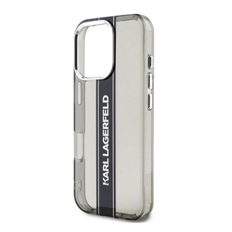 iPhone 16 Pro Max KARL LAGERFELD IML STRIPE LOGO szilikon telefonvédő ütésállóság, kameravédő, FEKETE