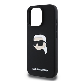 iPhone 16 Pro Max KARL LAGERFELD LIQUID SILICONE KARL HEAD MAGSAFE szilikon telefonvédő ütésállóság, MagSafe, FEKETE