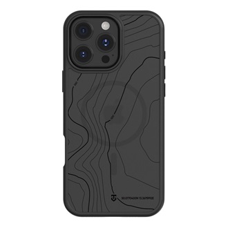 iPhone 16 Pro Max TACTICAL MAGFORCE HYPERSTEALTH SIKA szilikon telefonvédő ütésállóság, topográfiai minta, FEKETE