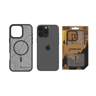iPhone 16 Pro Max TACTICAL MAGFORCE HYPERSTEALTH SIKA szilikon telefonvédő ütésállóság, topográfiai minta, FEKETE