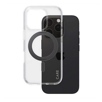 iPhone 16 Pro PANZERGLASS CARE KICKSTAND CASE szilikon telefonvédő ütésállóság, kitámasztó, FEKETE