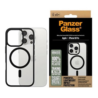 iPhone 16 Pro PANZERGLASS HARDCASE szilikon telefonvédő ütésállóság, MagSafe, FEKETE