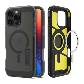 iPhone 16 Pro SPIGEN TOUGH ARMOR MAG műanyag telefonvédő ütésállóság, kitámasztó, FEKETE