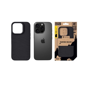 iPhone 16 Pro TACTICAL MAGFORCE BEAVER szilikon telefonvédő mikrofiber plüss belső, topográfiai minta, FEKETE