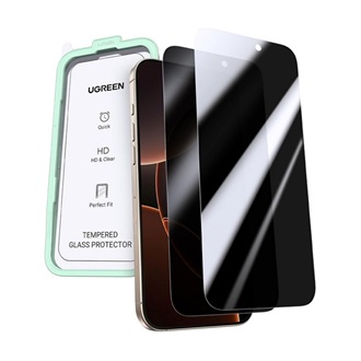 iPhone 16 Pro UGREEN SP651 képernyővédő üveg betekintés ellen, 9H + segédkeret, FEKETE