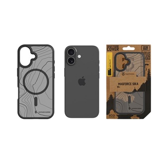 iPhone 16 TACTICAL MAGFORCE HYPERSTEALTH SIKA szilikon telefonvédő ütésállóság, topográfiai minta, FEKETE