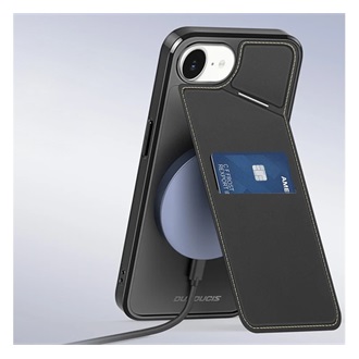 iPhone 16e DUX DUCIS RAFI II MAG szilikon telefonvédő kitámasztó, MagSafe, FEKETE