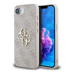 iPhone 16e GUESS PU 4G METAL LOGO CASE műanyag telefonvédő ütésállóság, bőr hatású hátlap, RÓZSASZÍN