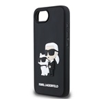 iPhone 16e KARL LAGERFELD 3D RUBBER KARL AND CHOUPETTE szilikon telefonvédő ütésállóság, 3D, FEKETE