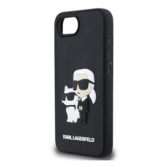 iPhone 16e KARL LAGERFELD 3D RUBBER KARL AND CHOUPETTE szilikon telefonvédő ütésállóság, 3D, FEKETE