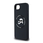 iPhone 16e KARL LAGERFELD LIQUID SILICONE K&CH HEADS MAGSAFE szilikon telefonvédő ütésállóság, MagSafe, FEKETE