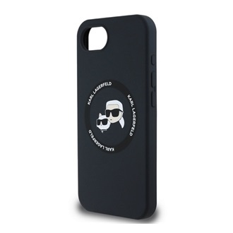 iPhone 16e KARL LAGERFELD LIQUID SILICONE K&CH HEADS MAGSAFE szilikon telefonvédő ütésállóság, MagSafe, FEKETE