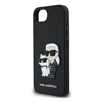 iPhone 16e KARL LAGERFELD PU SAFFIANO KARL AND CHOUPETTE szilikon telefonvédő ütésállóság, 3D, FEKETE