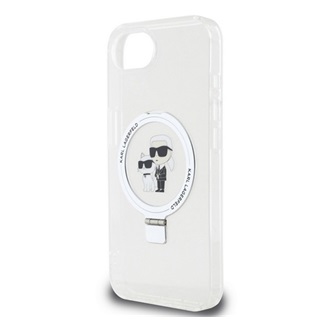 iPhone 16e KARL LAGERFELD RINGSTAND KARL AND CHOUPETTE MAGSAFE szilikon telefonvédő ütésállóság, kitámasztó, FEHÉR