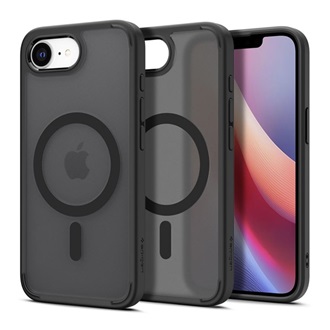 iPhone 16e SPIGEN CRYSTAL HYBRID szilikon telefonvédő ütésállóság, MagSafe, FEKETE