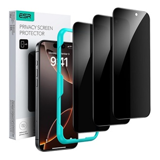 iPhone 17 / 16 Pro ESR PRIVACY képernyővédő üveg 3db 2.5D, betekintés ellen + segédkeret, FEKETE