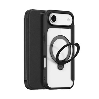 iPhone 17 Air DUX DUCIS SKIN X PRO tok álló, bőr hatású FLIP, MagSafe, FEKETE