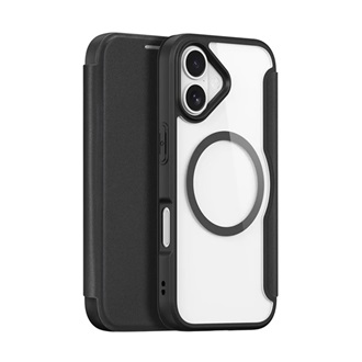 iPhone 17 DUX DUCIS SKIN X PRO tok álló, bőr hatású FLIP, MagSafe, FEKETE