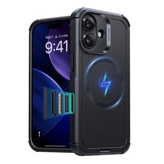 iPhone 17 ESR CYBER HALOLOCK defender műanyag telefonvédő erős ütésállóság, MagSafe, FEKETE