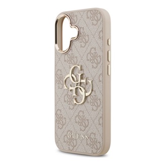 iPhone 17 GUESS 4G BIG CLASSIC LOGO szilikon telefonvédő ütésállóság, bőr hatású hátlap, RÓZSASZÍN/ARANY