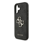 iPhone 17 GUESS 4G BIG LOGO szilikon telefonvédő ütésállóság, bőr hatású hátlap, FEKETE