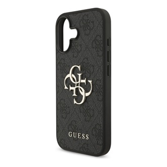 iPhone 17 GUESS 4G BIG LOGO szilikon telefonvédő ütésállóság, bőr hatású hátlap, FEKETE