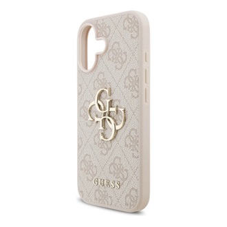 iPhone 17 GUESS 4G BIG LOGO szilikon telefonvédő ütésállóság, bőr hatású hátlap, RÓZSASZÍN