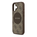 iPhone 17 GUESS 4G CIRCLE CLASSIC LOGO szilikon telefonvédő ütésállóság, MagSafe, SÖTÉTBARNA