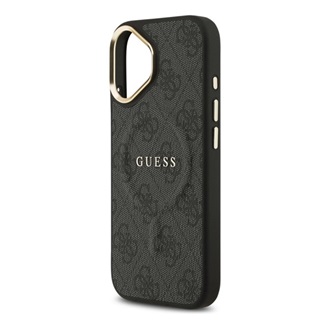 iPhone 17 GUESS 4G CLASSIC LOGO szilikon telefonvédő ütésállóság, bőr hatású hátlap, FEKETE
