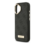 iPhone 17 GUESS 4G LOGO PLATE MAGSAFE szilikon telefonvédő ütésállóság, MagSafe, FEKETE