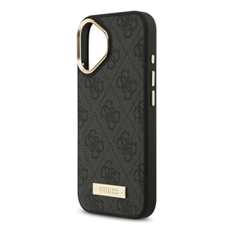 iPhone 17 GUESS 4G LOGO PLATE MAGSAFE szilikon telefonvédő ütésállóság, MagSafe, FEKETE