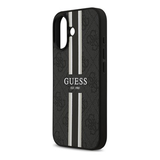 iPhone 17 GUESS 4G PRINTED STRIPES szilikon telefonvédő ütésállóság, MagSafe, FEKETE