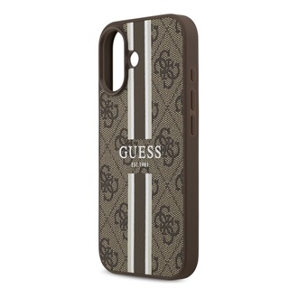 iPhone 17 GUESS 4G PRINTED STRIPES szilikon telefonvédő ütésállóság, MagSafe, SÖTÉTBARNA