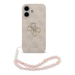 iPhone 17 GUESS 4G STRAP 4G CLASSIC LOGO szilikon telefonvédő ütésállóság, bőr hatású hátlap + kézpánt, RÓZSASZÍN