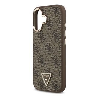 iPhone 17 GUESS GRAINED TRIANGLE szilikon telefonvédő ütésállóság, MagSafe, BARNA/ARANY