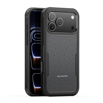 iPhone 17 Pro DUX DUCIS SHLD defender szilikon telefonvédő erős ütésállóság, háromszög minta, FEKETE