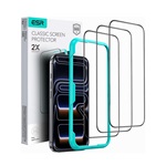 iPhone 17 Pro ESR CLASSIC képernyővédő üveg 3db 2.5D, 9H + segédkeret, FEKETE