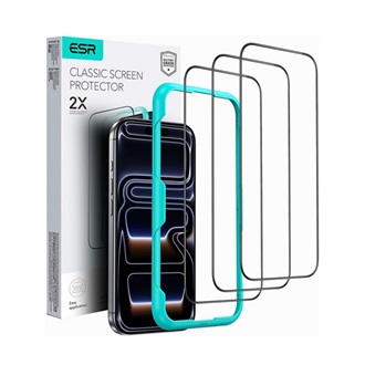 iPhone 17 Pro ESR CLASSIC képernyővédő üveg 3db 2.5D, 9H + segédkeret, FEKETE