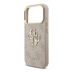 iPhone 17 Pro GUESS 4G BIG CLASSIC LOGO szilikon telefonvédő ütésállóság, bőr hatású hátlap, RÓZSASZÍN/ARANY