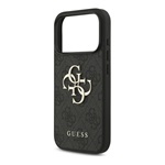 iPhone 17 Pro GUESS 4G BIG LOGO szilikon telefonvédő ütésállóság, bőr hatású hátlap, FEKETE