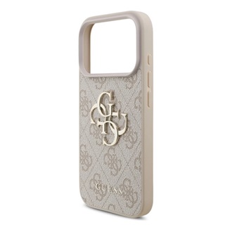 iPhone 17 Pro GUESS 4G BIG LOGO szilikon telefonvédő ütésállóság, bőr hatású hátlap, RÓZSASZÍN