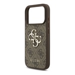 iPhone 17 Pro GUESS 4G BIG LOGO szilikon telefonvédő ütésállóság, bőr hatású hátlap, SÖTÉTBARNA