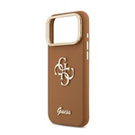 iPhone 17 Pro GUESS GRAINED BIG 4G & STAND CAMERA szilikon telefonvédő műanyag hátlap, kitámasztó, BARNA