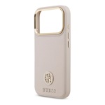 iPhone 17 Pro GUESS GRAINED STRASS LOGO szilikon telefonvédő ütésállóság, bőr hatású hátlap, RÓZSASZÍN