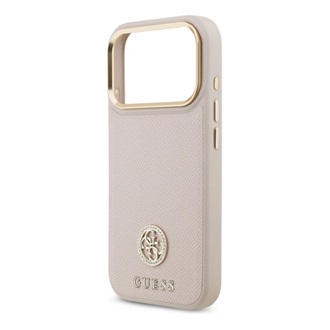iPhone 17 Pro GUESS GRAINED STRASS LOGO szilikon telefonvédő ütésállóság, bőr hatású hátlap, RÓZSASZÍN