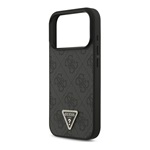 iPhone 17 Pro GUESS LEATHER 4G TRIANGLE STRASS MAGSAFE szilikon telefonvédő bőr hatású hátlap, MagSafe, FEKETE