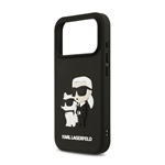iPhone 17 Pro KARL LAGERFELD 3D RUBBER KARL AND CHOUPETTE szilikon telefonvédő ütésállóság, 3D, FEKETE